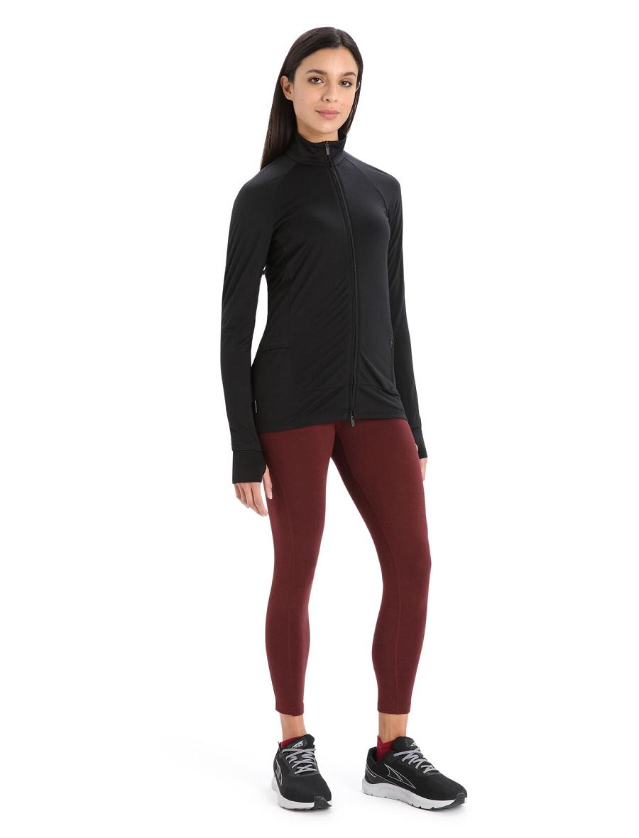 Sweat À Capuche Icebreaker ZoneKnit™ Merino Long Sleeve Zip Femme Noir | FR 1668SGLO